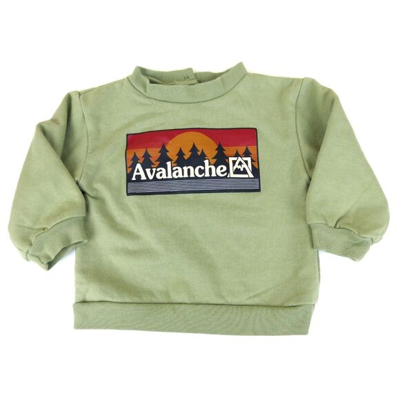 Avalanche Sweatshirt Infant Baby Boys 12M Green Crew Neck Logo Graphic Cotton - Picture 1 of 10